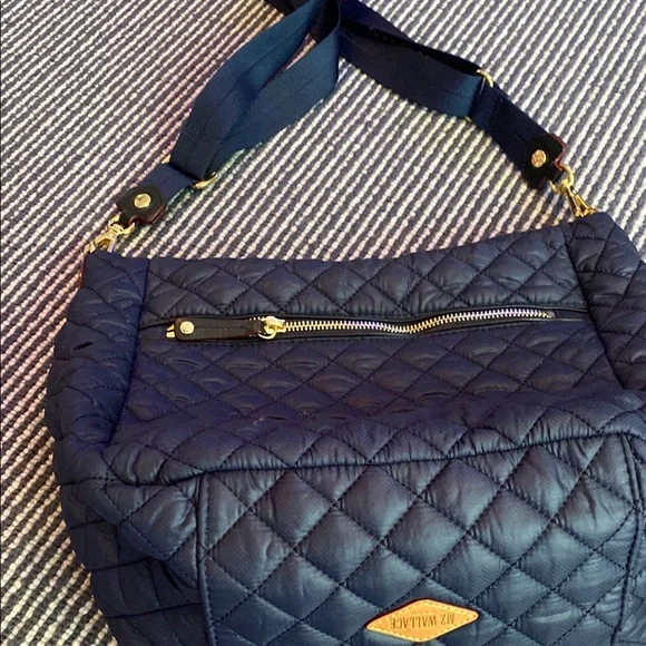 MZ Wallace Navy Quilted Metro Downtown Hobo Shoulder/Crossbody Bag - Picture 4 of 4